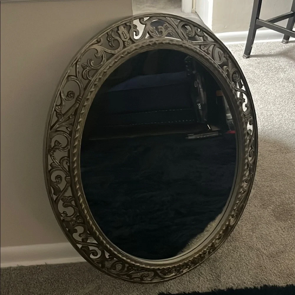 Elegant Silver Oval Wall Mirror
